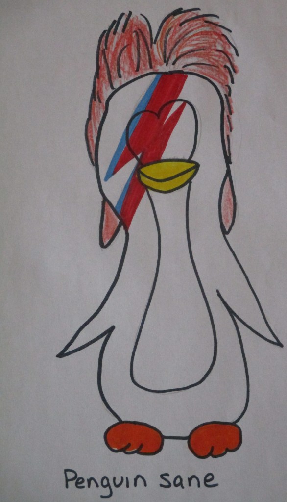 Penguin Sane inspired by David Bowie