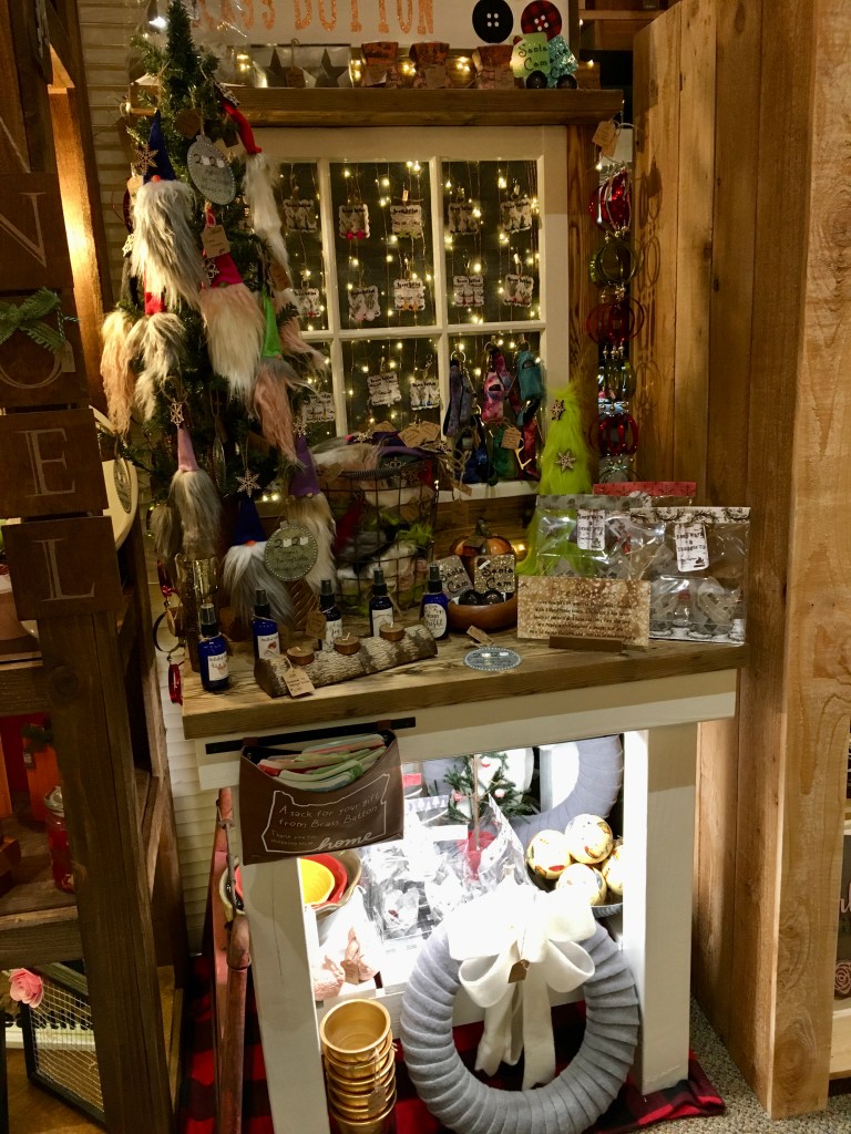 The full Brass Button booth at the Fussy Duck.