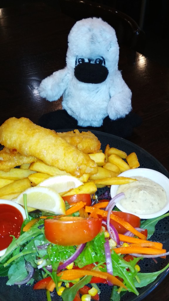 Patch Penguin with Fish and Chips in New Zealand