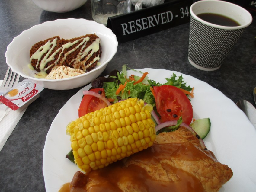 Hangi, corn on the cob and steam pudding all prepared through geothermal steam