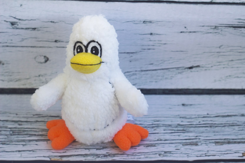handmade stuffed white penguin