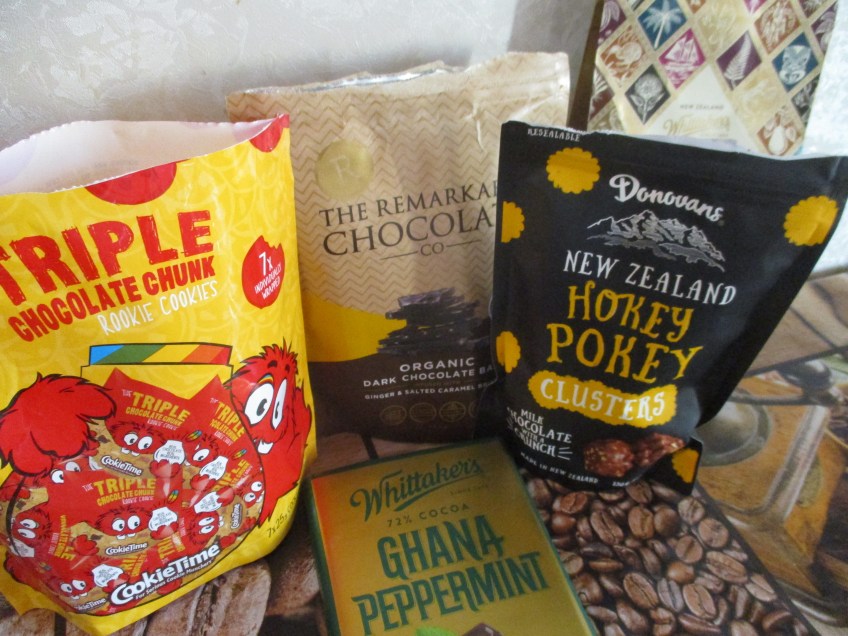 New Zealand foods from the grocery store including chocolate and cookie time